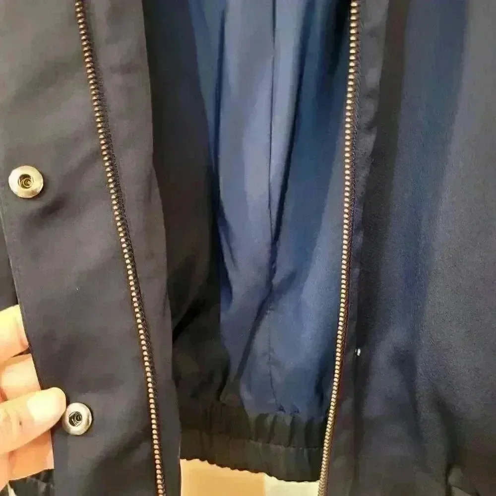 Banana Republic Men's Navy Poly Satin Lined Bomber Jacket